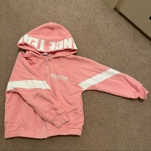 Zara Kids Girls Pink Lettered Hooded Zip Jacked Size 10